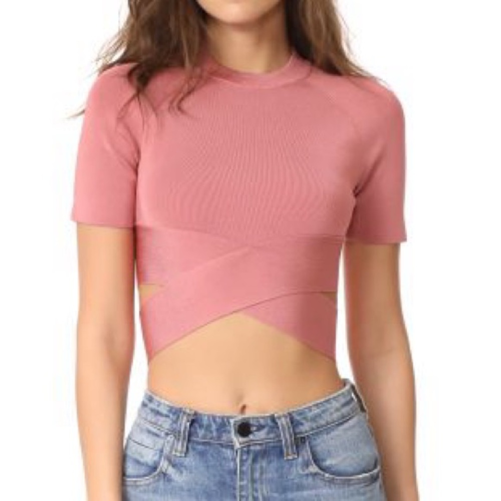 T Alexander Wang Criss-Cross Raglan Crop Top size Small